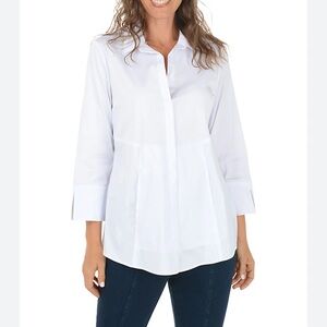 Habitat White Hidden Pocket Classic Button Down Quarter Sleeve Blouse XXL